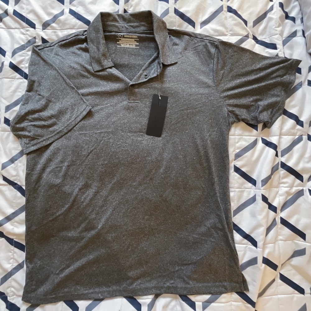 Men's Solid Gray Athletic Polo